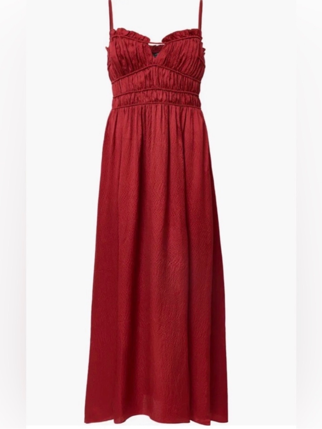 All Saints Crimson Ruched Spaghetti Strap Maxi Dress